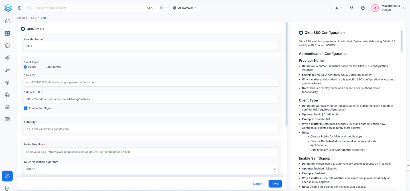 Okta SSO Configuration - Public Client