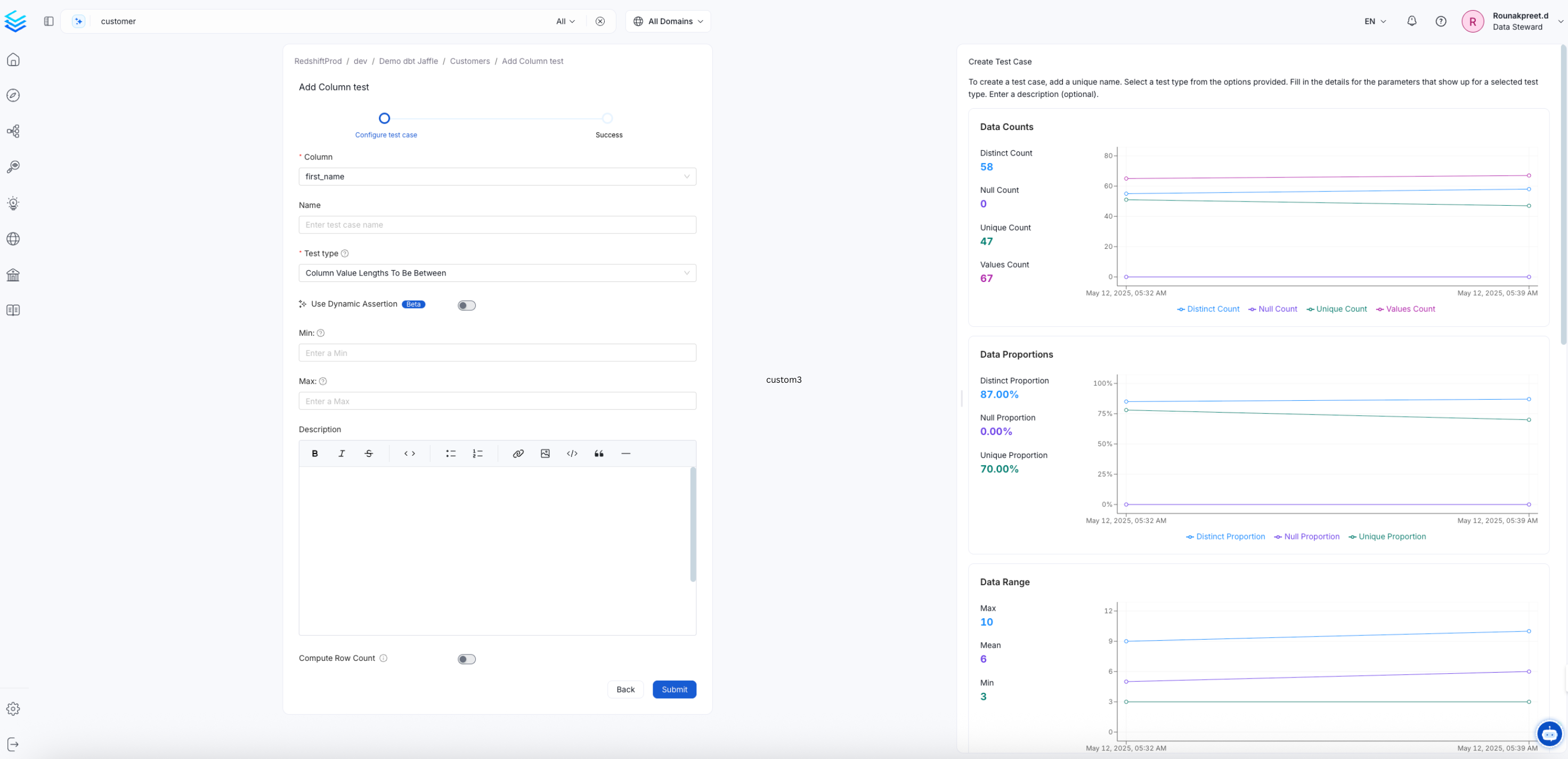 Configure a Column Level Test